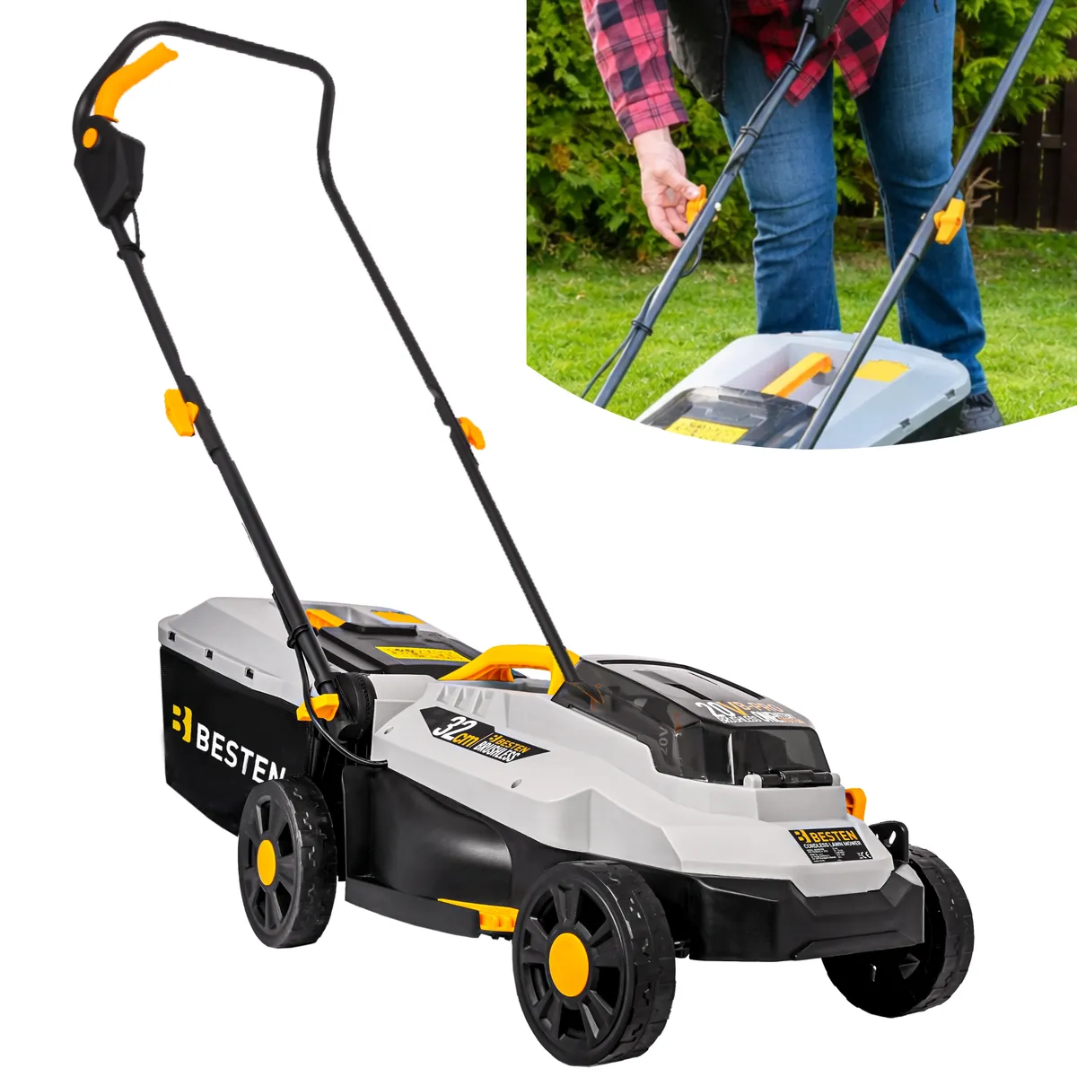 Kosiarka akumulatorowa BESTEN BE0002908 - składana rączka